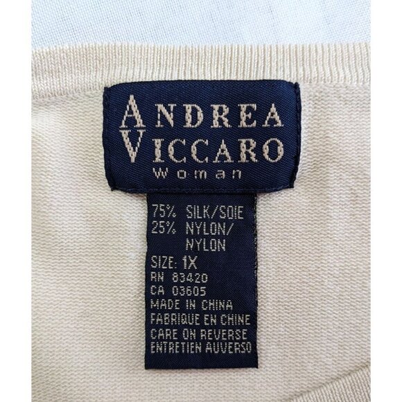 Vintage 70s/80s ANDREA VICCARO Ivory 75% Silk 3/4 Sleeve Sweater Size 1X - Picture 4 of 6